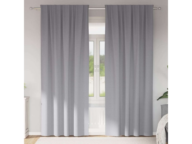  Lot de 2 rideaux occultants, rideaux black-out avec anneaux gris clair 260 x 140 cm cf44646  - Conforama B
