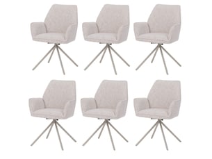Lot de 6 chaises de salle à manger hwc-g67, pivotantes, avec positionnement automatique, en chenille métallisée (410 gm²) - structure crème, crème