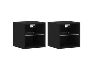 Table de chevet - cabinet de chevet - table de nuit murale led 2 pc noir 30 x 28,5 x 30 cm