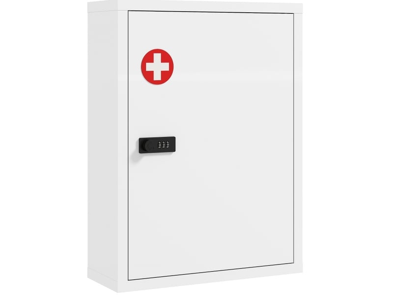  Armoire à pharmacie murale 40 x 15 x 53,5 cm – blanche – serrure à combinaison et 3 niveaux de rangement  - Conforama A