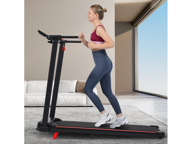  Tapis de course 115x51x100 cm pliable métal noir et rouge  - Conforama C