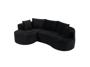 Canapé d'angle compressé gauche fixe NECHE 250x152x82cm 4 places Velours côtelé noir