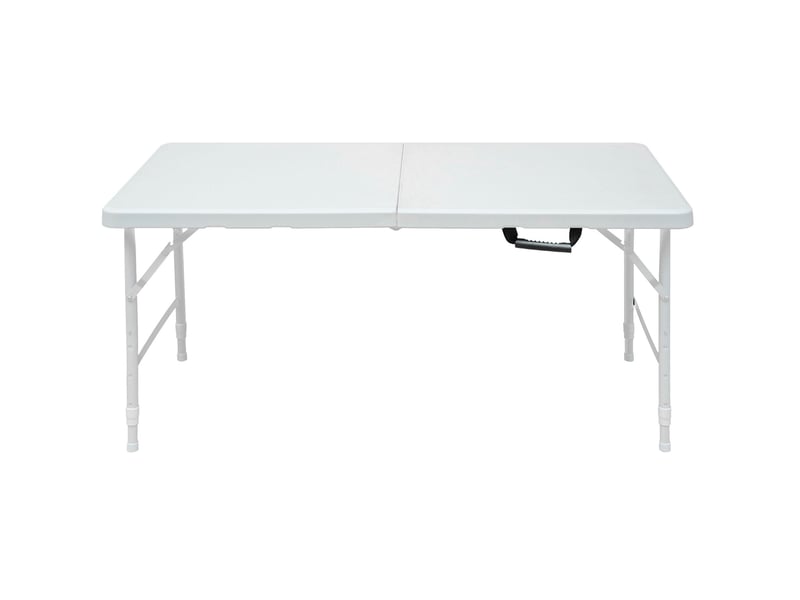  Table de loisirs pliable 124,97x60,96x73,66 cm réglable en hauteur blanc  - Conforama A