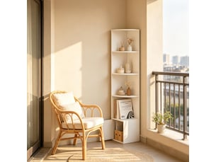 Étagère d'angle 5 niveaux et 1 placard blanc 29.5 x 29.5 x 157.5 cm