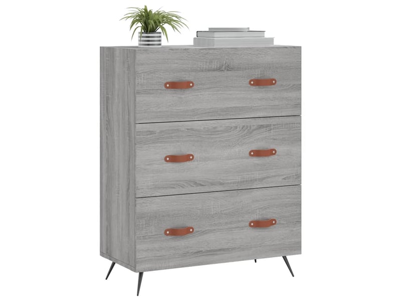  Commode, armoire à tiroirs bureau sonoma gris 69,5x34x90 cm bois d'ingénierie  - Conforama C