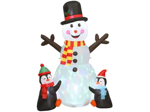 Bonhomme de neige et pingouins gonflable de noël de 180 cm avec lumières led, décoration de noël intérieur et extérieur