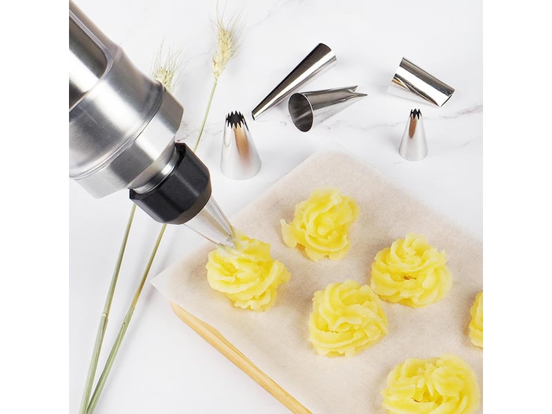  Seringue à garnir en acier inoxydable: lot de 12 seringues à gâteau seringue à garnir seringue de décoration de dessert, ensemble de douilles réuti  - Conforama D