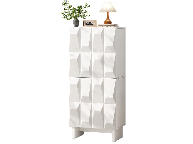 Meuble à chaussures et buffet compact 60,5 x 34 x 135,5 cm – blanc – rangement modulable - Conforama A