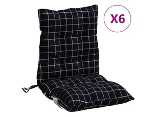 Lot de 6 coussins d'extérieur, coussins de chaise motif à carreaux noirs cf56434