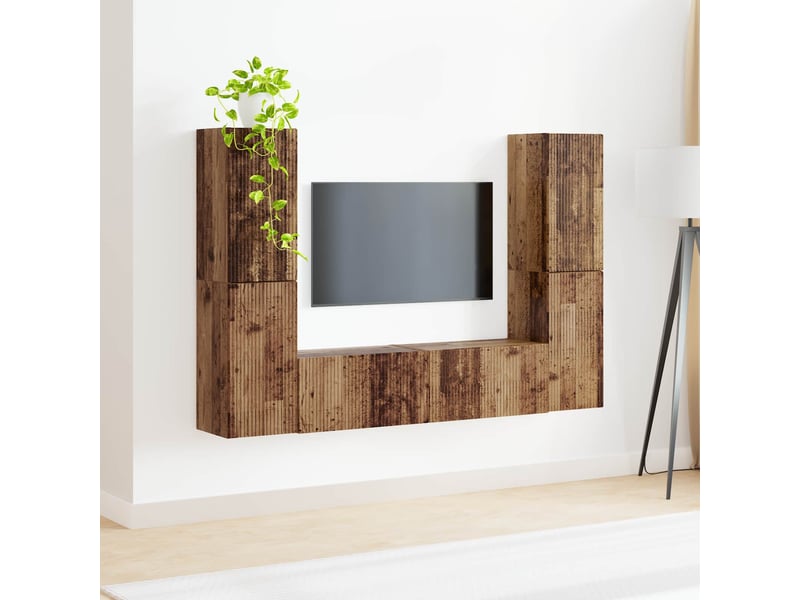  Ensemble meuble tv - banc tv - meuble de rangement 6 pcs bois ancien bois d'ingénierie  - Conforama D