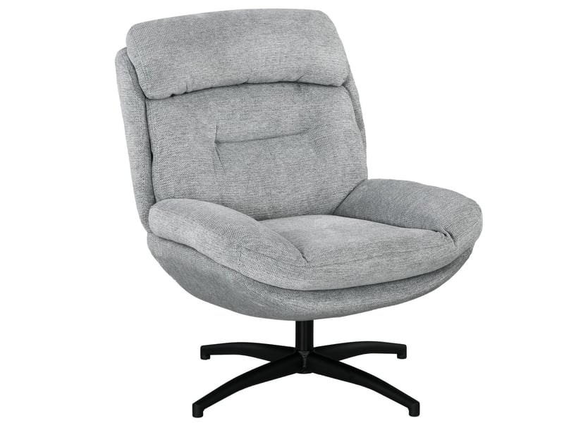  Chaise fauteuil pivotant revêtement aspect chenille déperlant assise rembourrée accoudoir intégré  - Conforama E