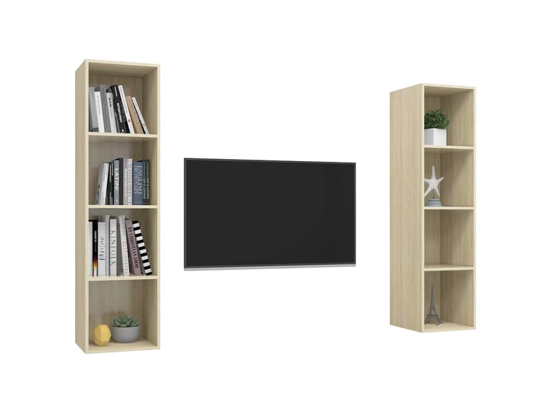  Lot de 2 meuble tv mural, meuble tv suspendu chêne sonoma bois d'ingénierie shl76945  - Conforama C