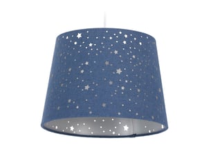 Lampe à suspension abat-jour rond décoratif enfants 122 x 27 cm ambiance étoilée en tissu blanc 13_0007133