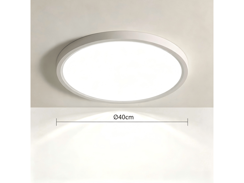 Plafonnier led rond ultra-plat 36 w, 4000 k, ø 40 cm, blanc - Conforama C