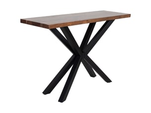 Console d'entrée en bois d'acacia marron avec pieds en fer 120x40x80h cm
