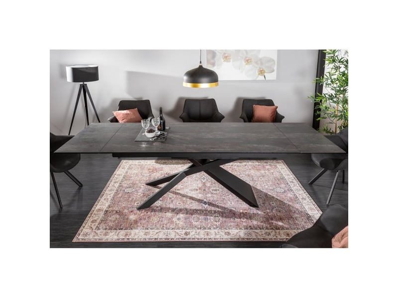  Table de salle à manger stelix – extensible 180 à 260 cm – structure métal et plateau en verre trempé et céramique  - Conforama E