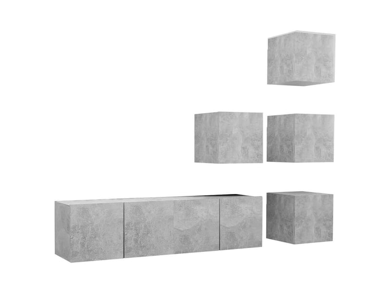  Ensemble de meubles tv 6 pcs gris béton bois d'ingénierie shl51174  - Conforama A