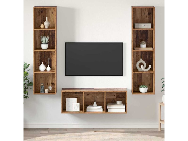  Ensemble meuble tv - banc tv - meuble de rangement 3 pcs bois ancien bois d'ingénierie  - Conforama B