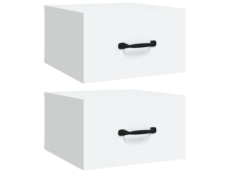  Lot de 2 tables de chevet - cabinet de chevet - table de nuit murales blanc 35x35x20 cm  - Conforama A