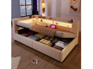 Lit avec rangement 90x200 cm <strong>DESMIU</strong>  <strong>ORFRN636P414877A</strong> coloris blanc