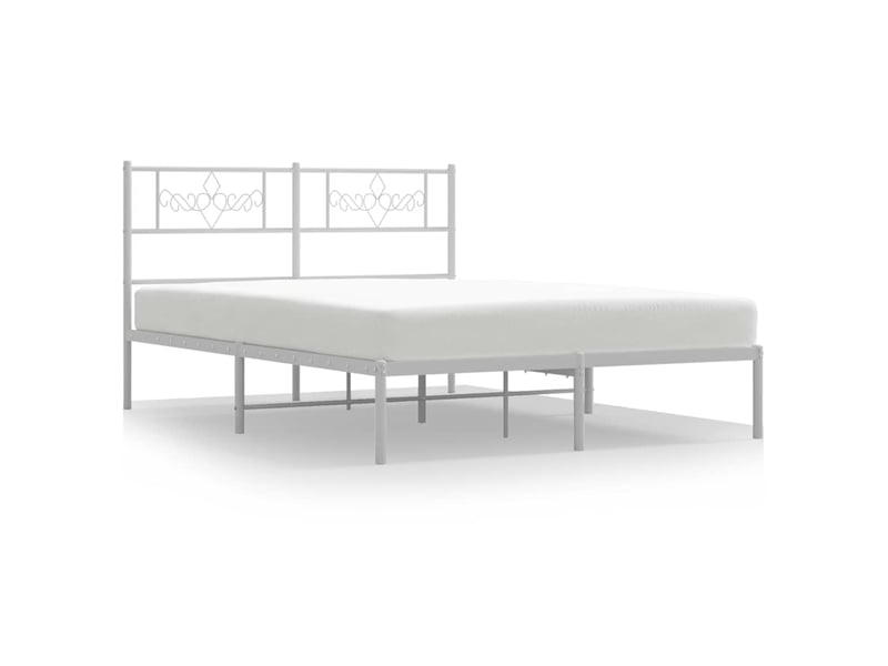 Lit double- lit adulte - cadre de lit métal sans matelas et tête de lit blanc 135x190 cm - Conforama A