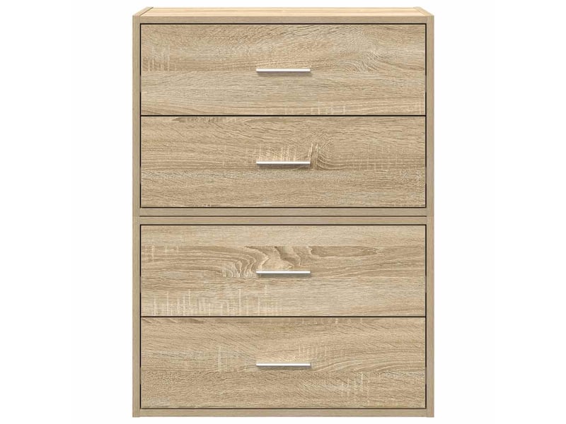  Lot de 2 armoire à tiroirs, commode avec 4 tiroirs chêne sonoma bois d'ingénierie  - Conforama D
