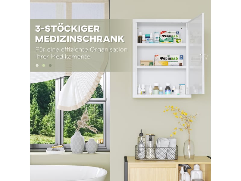  Armoire à pharmacie murale 3 compartiments en acier blanc 40x15x53,5 cm  - Conforama E
