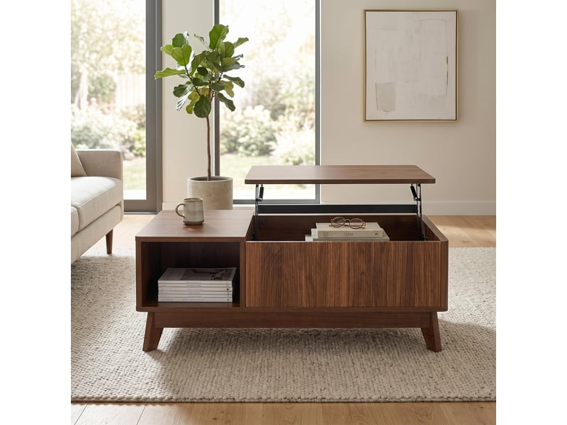  Table basse relevable effet noyer 1 niche 95x48cm  - Conforama B