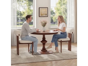 Smartue lot de 2 chaises de salle à manger modernes en tissu beige avec dossier cylindrique et pieds en bois noyer