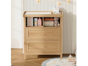 Commode à langer multifonctionnelle 82x50x90 cm en mdf couleur bois clair, convertible avec tiroirs, sans coussin