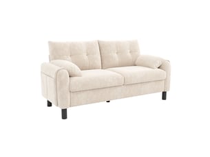 Canapé 2 places, 158x80x88.5 cm, avec coussins et poches, chenille, beige