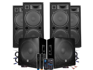 Bm sonic pm-bms18-x2-lsc-x4-mxw5 pack sono mega basses 2x1200w 4x2000w dj club bar