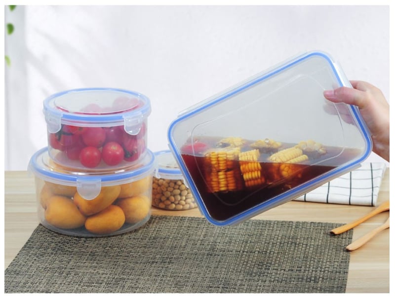  Lot de 7 récipients en silicone avec clips de fermeture – conservation alimentaire, bleu  - Conforama E