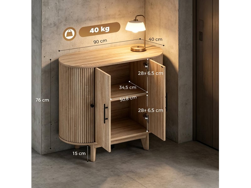  Buffet bas modenvie 4 portes avec étagère réglable mdf et acier naturel  - Conforama C