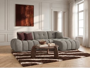 Canapé d'angle droit fixe <strong>BOBOCHIC</strong> <strong>APOLLON</strong> 3 places Tissu Gris clair
