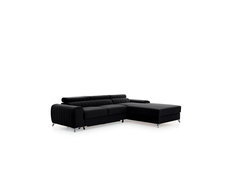  Canapé d'angle droit noir convertible 3 places jayson assise mousse hr  - Conforama D