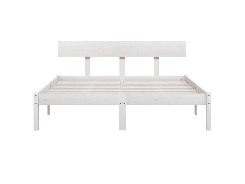  Lit double- lit adulte -  cadre de lit sans matelas blanc bois de pin massif  - Conforama C