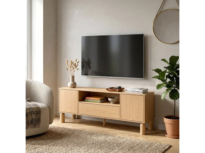  Selsey sanden - meuble tv - 160 cm - chêne bookmatch Sanden - Conforama C
