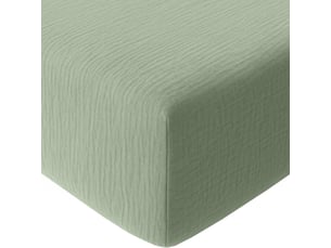 Drap housse 180x200 cm gaze de coton lavé vert givrée