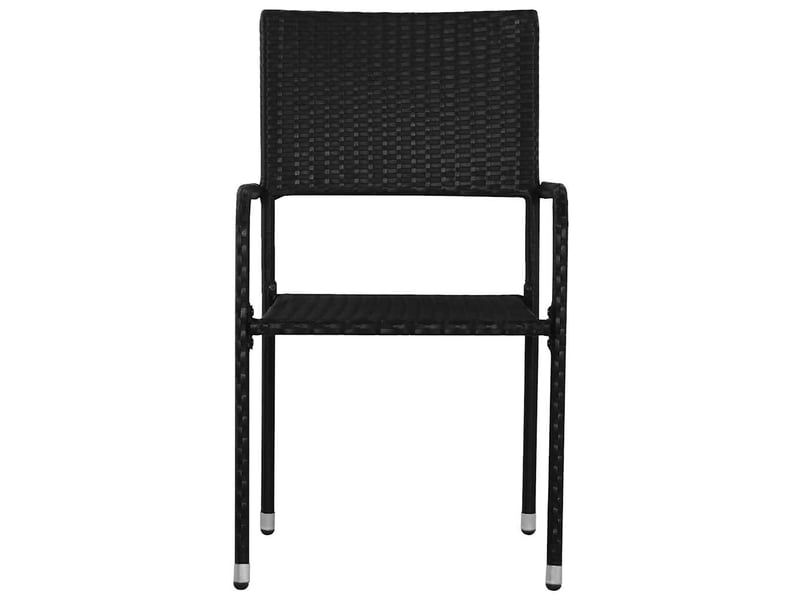 Chaise à dîner de jardin empilable 2 pcs - chaise d'extérieur noir résine tressée - Conforama C