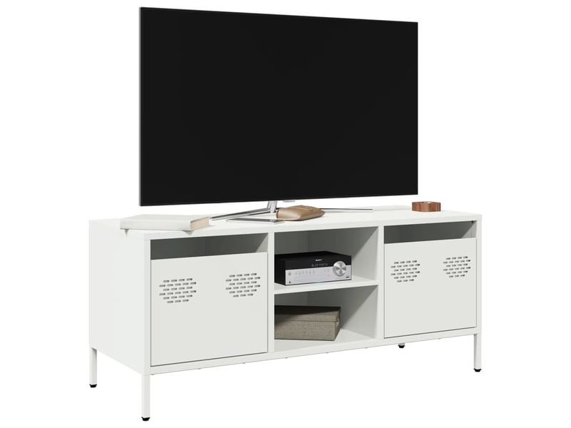  Meuble tv - banc tv - meuble de rangement blanc 101,5x39x43,5 cm acier laminé à froid  - Conforama B