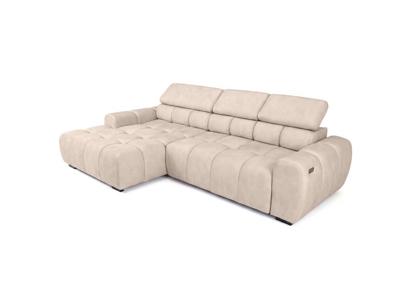  Canapé d'angle aldo avec fonction couchage, côté gauche, tissu salvador wr, beige (01)  - Conforama E