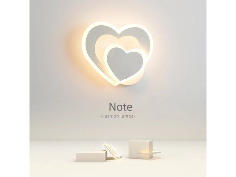  Lampe mural led en forme de cœur blanc veilleuse de dessin animé pour chambre d'enfant lumière de couleur chaude  - Conforama B