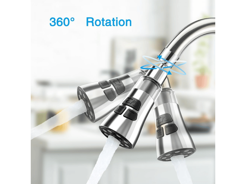  Aérateur 3 modes 360° pour robinet de cuisine et salle de bain - adaptateurs inclus, facile à installer, économie d'eau  - Conforama E