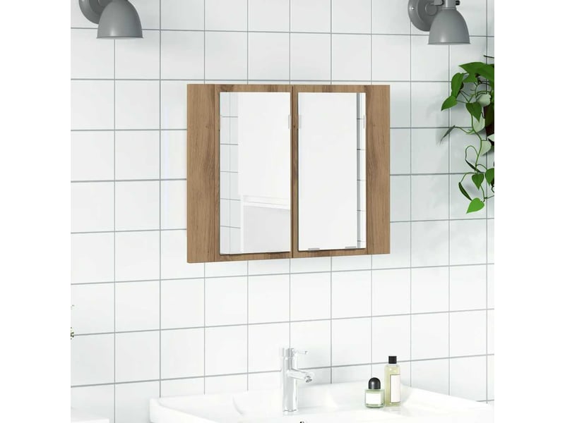 Armoire à miroir led chêne artisanal 60x12x45cm bois ingénierie - Conforama B