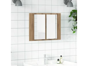 Armoire à miroir led chêne artisanal 60x12x45cm bois ingénierie