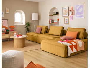 Canapé droit fixe LISA DESIGN MARISOL 2 places Velours jaune