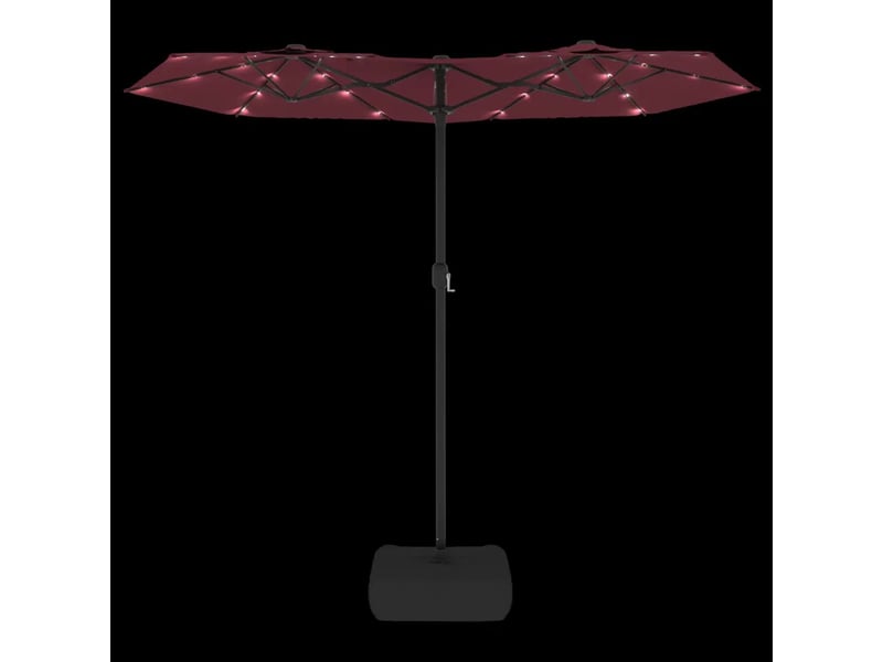  Parasol de jardin à double tête avec led ambiance cosy 316 x 145 x 240 cm en polyester rouge bordeaux 02_0047396  - Conforama D
