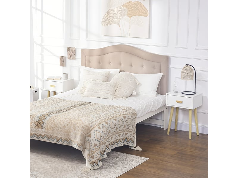  Lot de 2 tables de chevet avec tiroir et pieds en bois pour chambre et salon en blanc 40,5x30,5x60 cm  - Conforama B