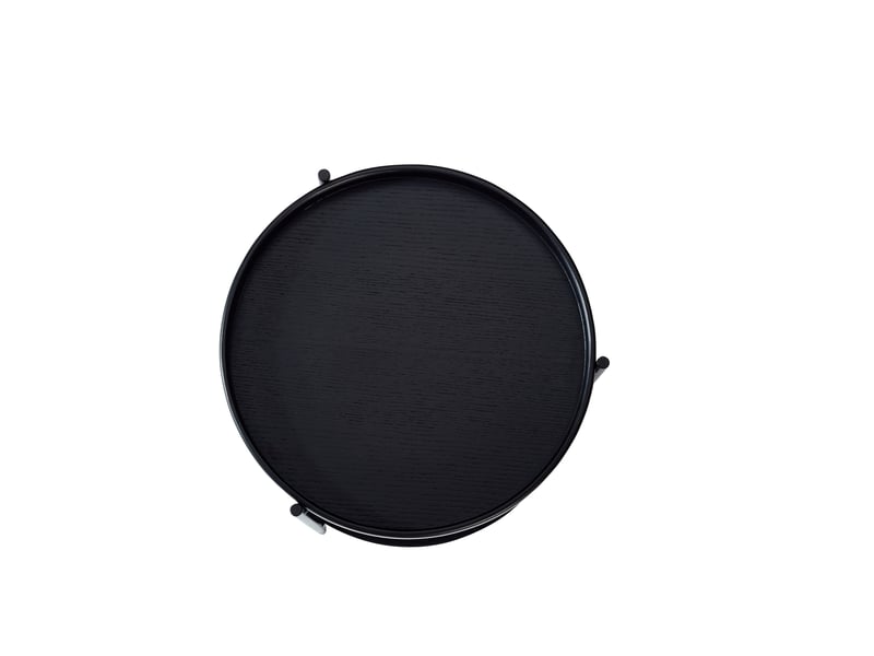 Table d’appoint ronde 44x44x48 cm à deux plateaux bois, mdf et métal noir - Conforama D